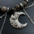 Колье из обсидиана серебристого с геметином