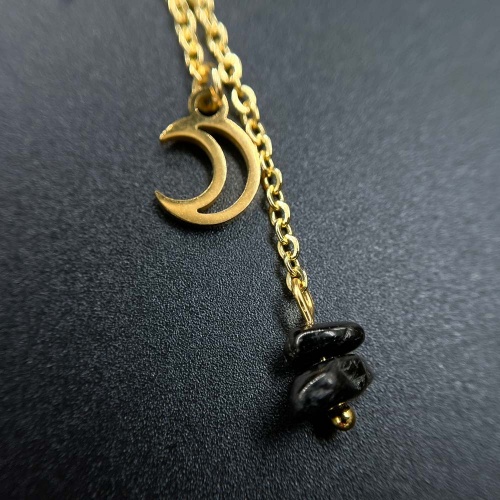 Серьги из обсидиана золотистого и шерла с геметином