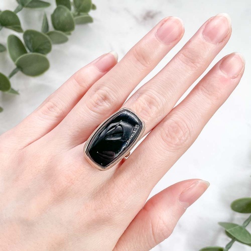 Кольцо с шерлом (турмалином черным) 