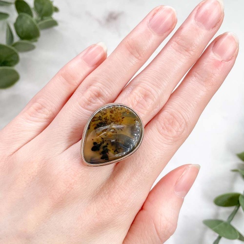 Кольцо с агатом дендритовым