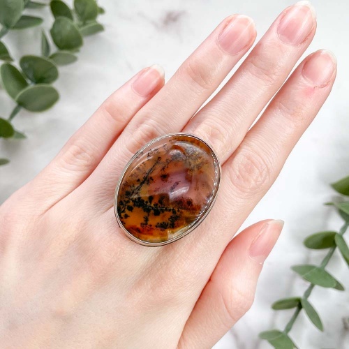 Кольцо с агатом дендритовым