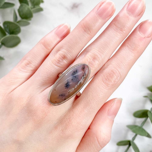 Кольцо с агатом дендритовым