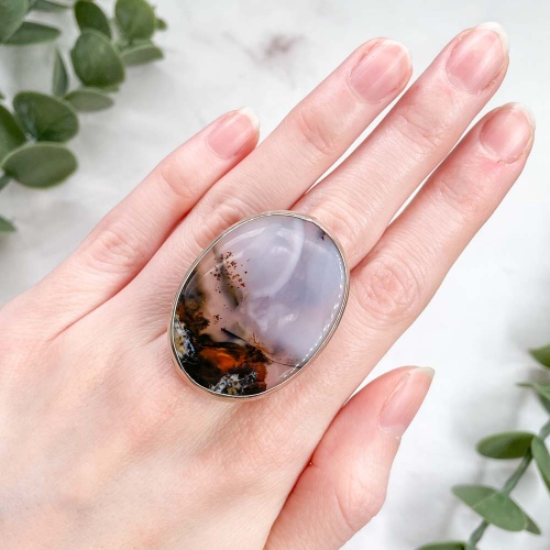 Кольцо с агатом дендритовым