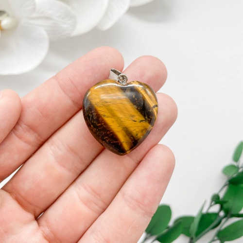 Кулон сердце из тигрового глаза