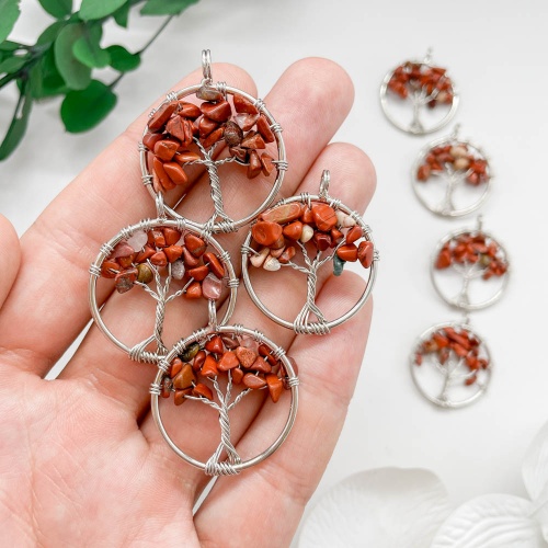 Кулон дерево из яшмы красной