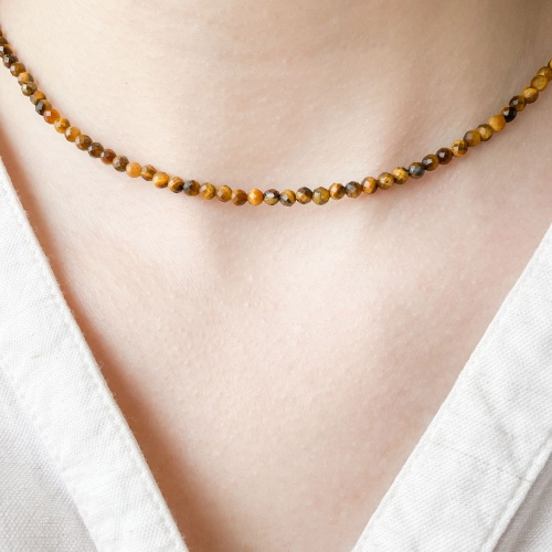 Чокер из тигрового глаза (огранка)