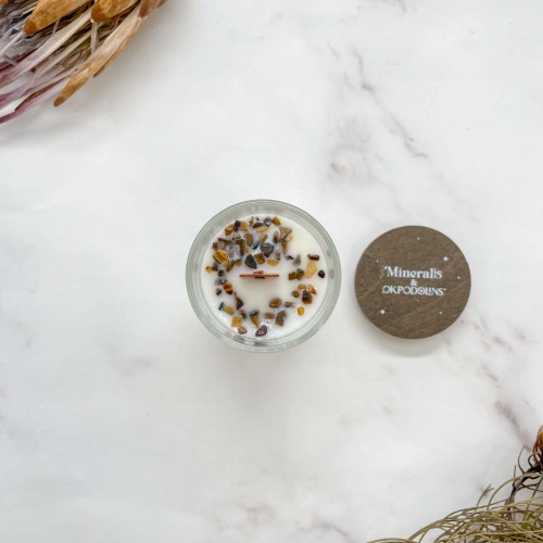 Свеча с тигровым глазом "Табак и ваниль"