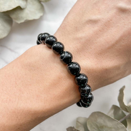 Браслет из агата черного (тонированного)