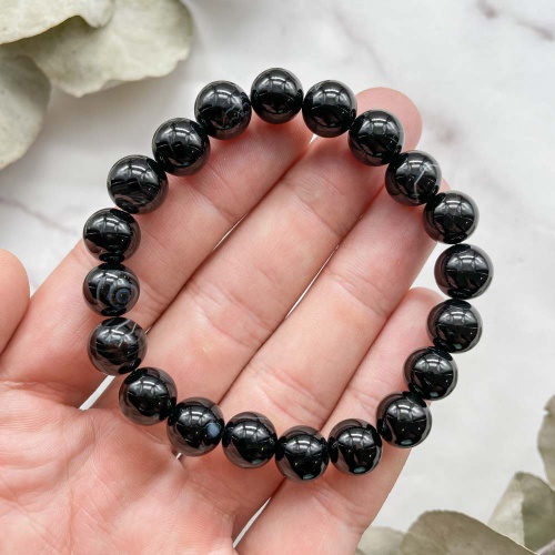 Браслет из агата черного (тонированного)