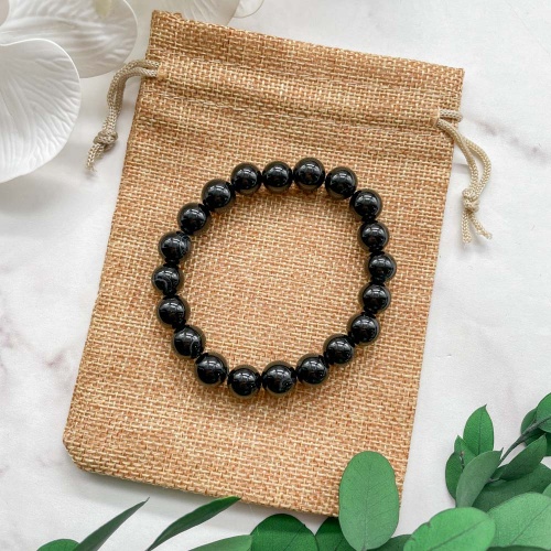 Браслет из агата черного (тонированного)