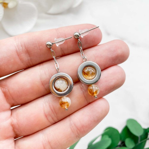 Серьги из аметиста жжёного "Цитрина"