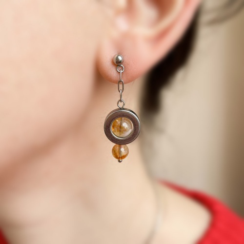 Серьги из аметиста жжёного "Цитрина"