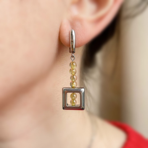 Серьги из кварца с рутилом