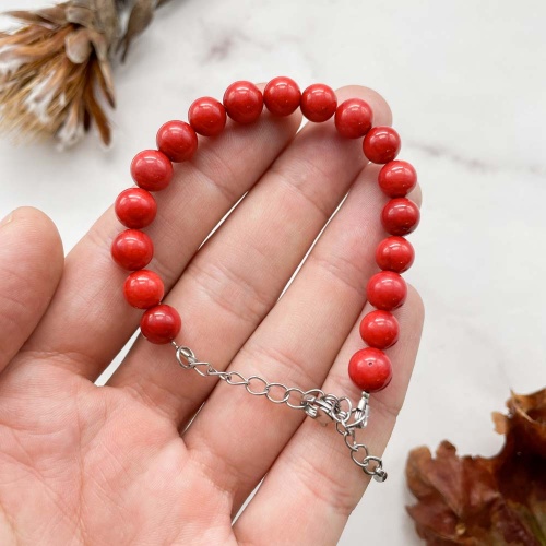 Браслет из коралла окаменелого (тонированного)