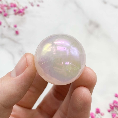 Шар из кварца розового с напылением