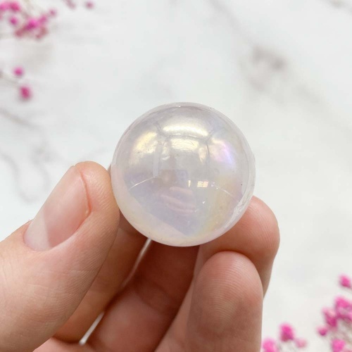 Шар из кварца розового с напылением