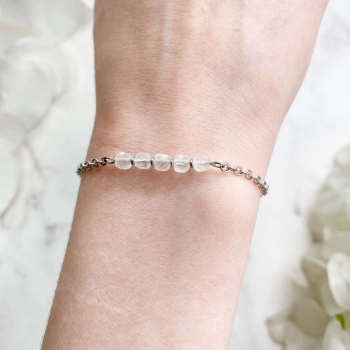 Браслет из лунного камня (огранка с фурнитурой)