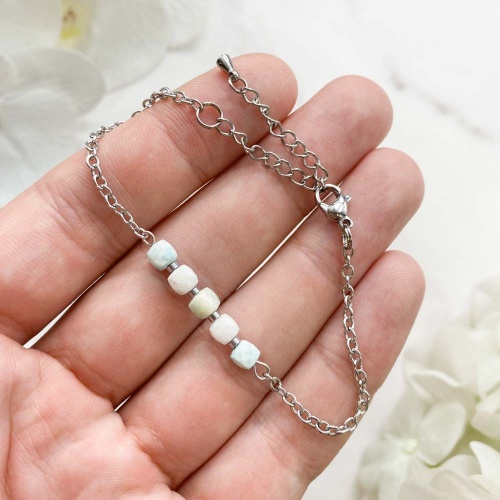 Браслет из ларимара (огранка с фурнитурой)