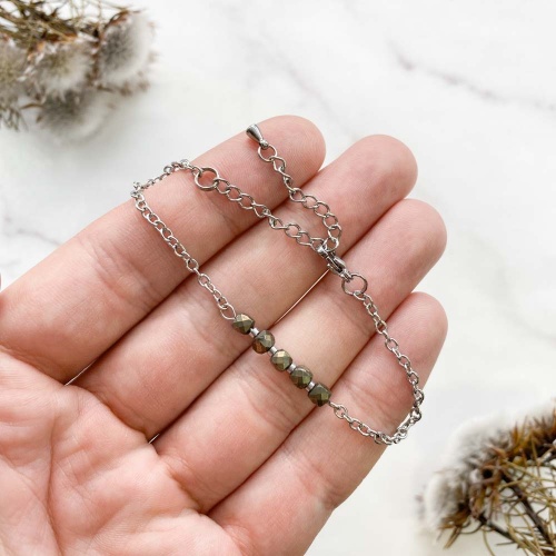 Браслет из пирита (огранка с фурнитурой)