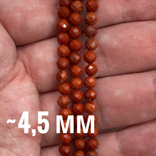 Бусины граненые из яшмы красной 4,5 мм