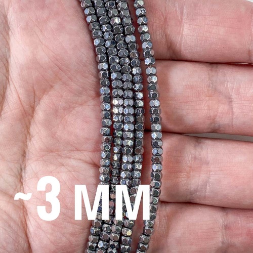 Нить бусин граненых из геметина 3 мм