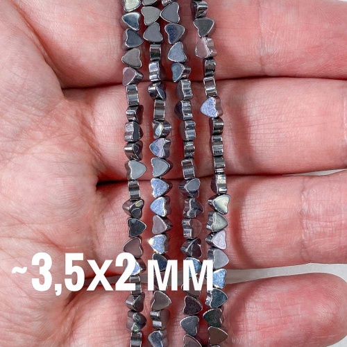 Нить бусин из геметина (сердечки) 3,5х2 мм