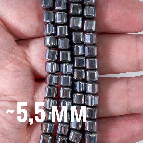 Нить бусин из геметина (кубы) 5,5 мм