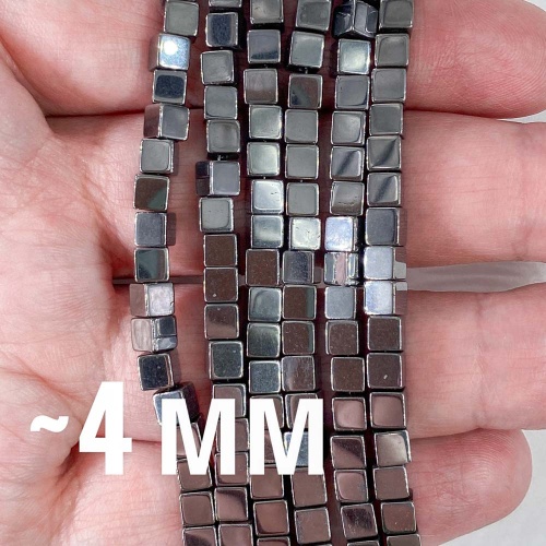 Нить бусин из геметина (кубы) 4 мм
