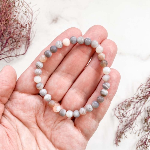 Браслет из агата ботсванского розового