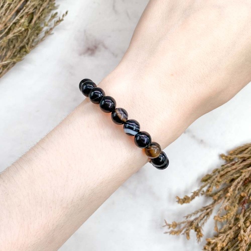 Браслет из агата черного (тонированного)