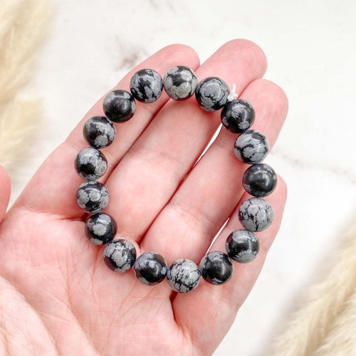 Браслет из обсидиана снежного
