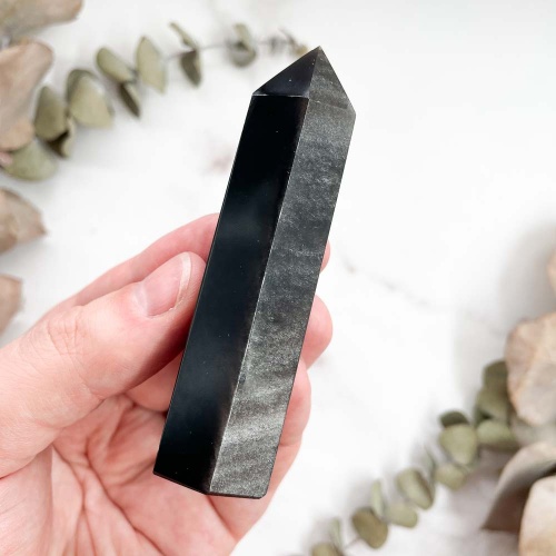 Столбик из обсидиана серебристого